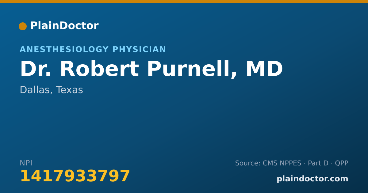 Shareable card for Robert Purnell, MD - Anesthesiology Physician, Dallas, TX