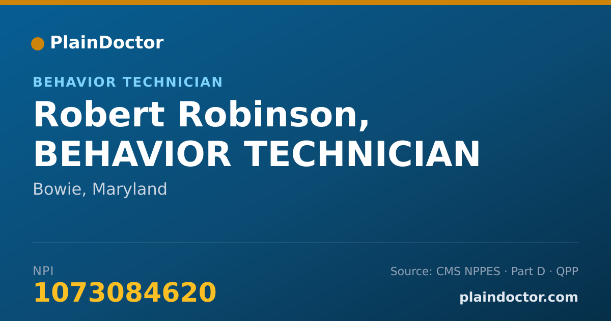 Shareable card for Robert Robinson, BEHAVIOR TECHNICIAN - Behavior Technician, Bowie, MD