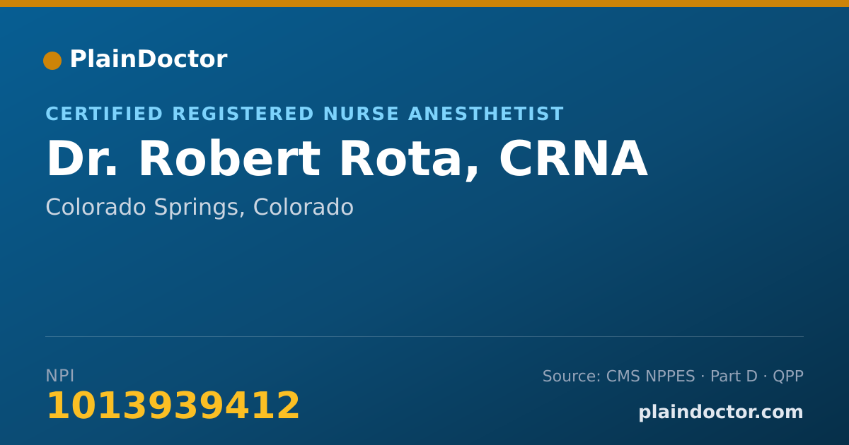 Shareable card for Robert Rota, CRNA - Certified Registered Nurse Anesthetist, Colorado Springs, CO