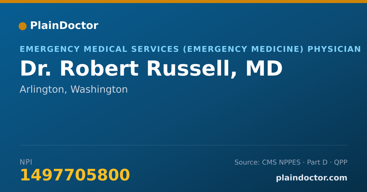 Shareable card for Robert Russell, MD - Emergency Medical Services (Emergency Medicine) Physician, Arlington, WA