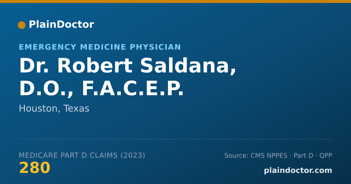 Shareable card for Robert Saldana, D.O., F.A.C.E.P. - Emergency Medicine Physician, Houston, TX