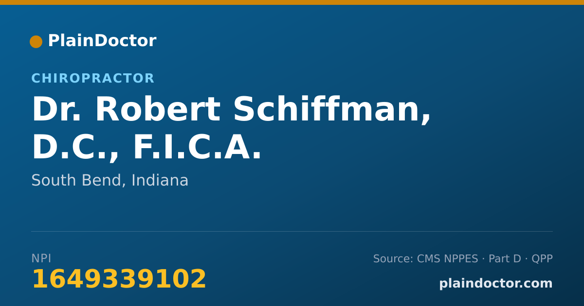 Shareable card for Robert Schiffman, D.C., F.I.C.A. - Chiropractor, South Bend, IN