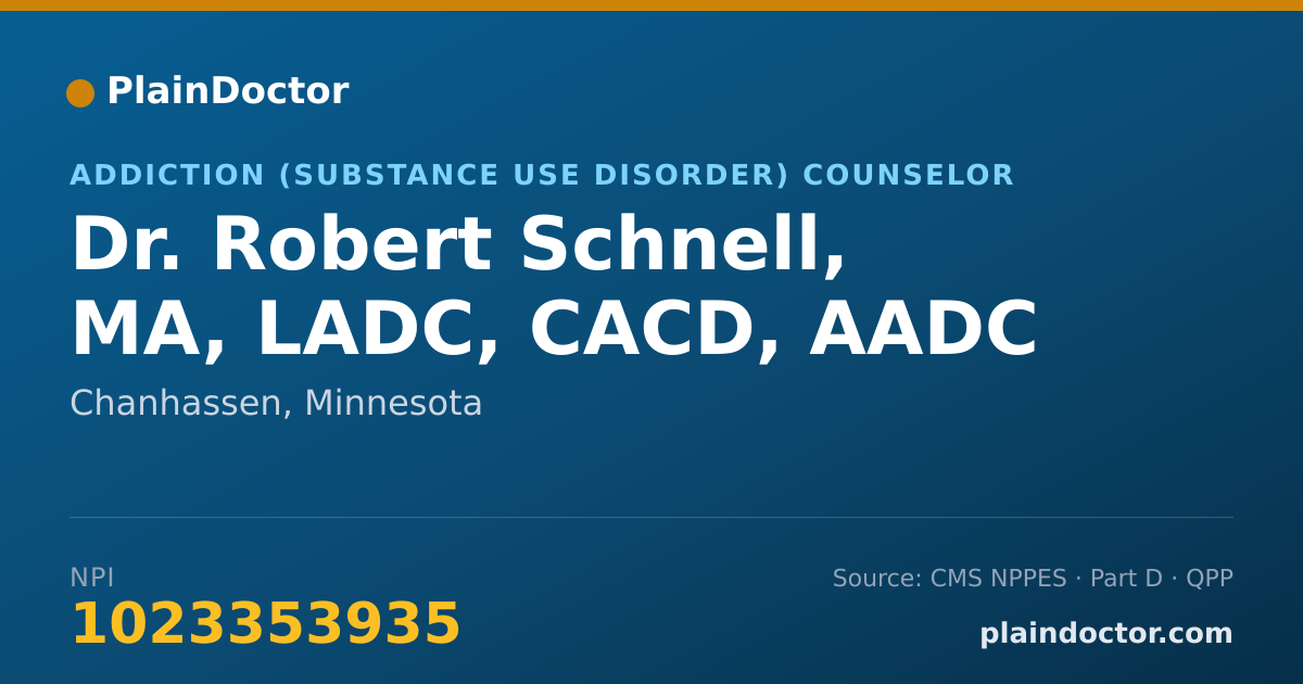 Shareable card for Robert Schnell, MA, LADC, CACD, AADC - Addiction (Substance Use Disorder) Counselor, Chanhassen, MN