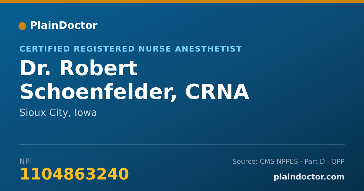 Shareable card for Robert Schoenfelder, CRNA - Certified Registered Nurse Anesthetist, Sioux City, IA