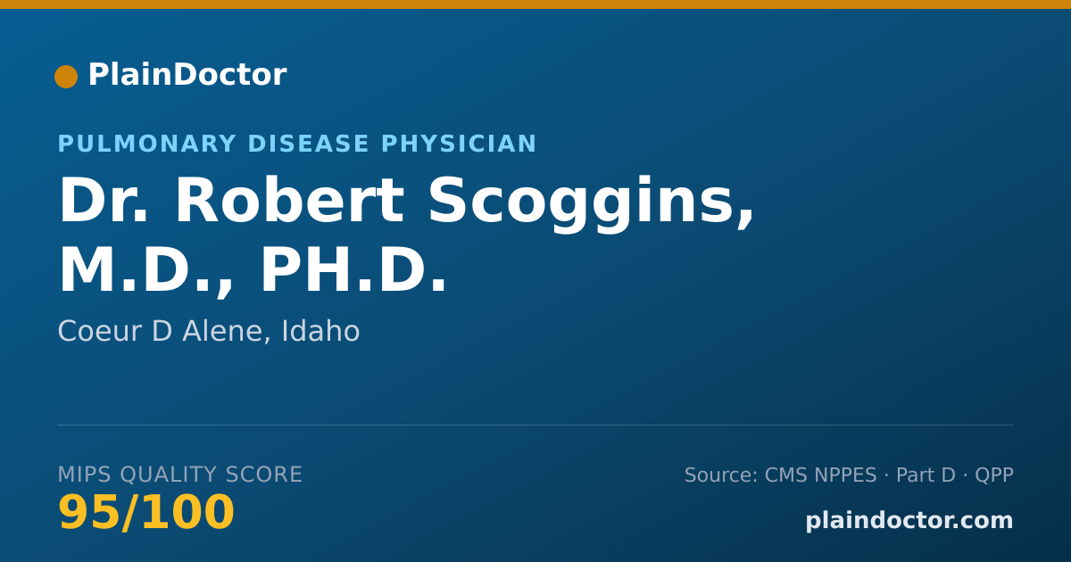 Shareable card for Robert Scoggins, M.D., PH.D. - Pulmonary Disease Physician, Coeur D Alene, ID