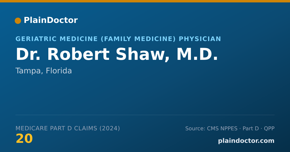 Shareable card for Robert Shaw, M.D. - Geriatric Medicine (Family Medicine) Physician, Tampa, FL