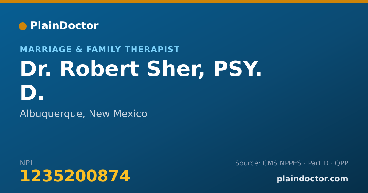 Shareable card for Robert Sher, PSY. D. - Marriage & Family Therapist, Albuquerque, NM