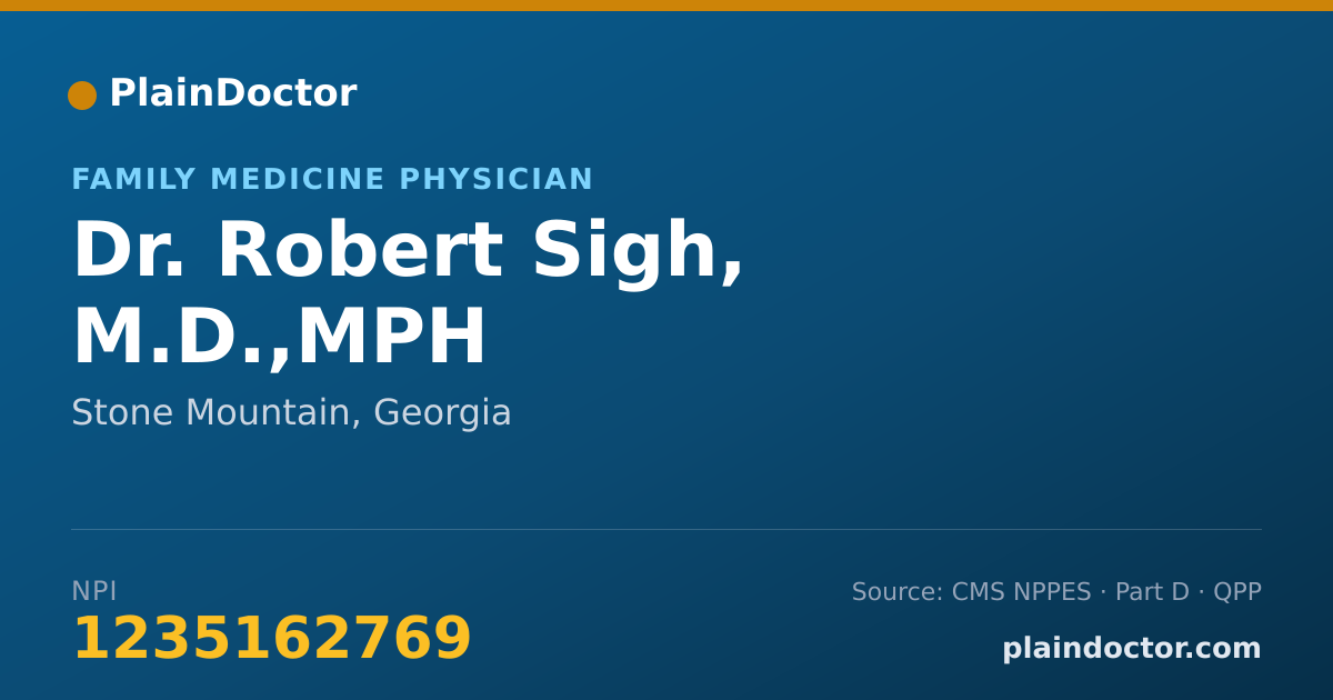 Shareable card for Robert Sigh, M.D.,MPH - Military Health Care Provider, Stone Mountain, GA