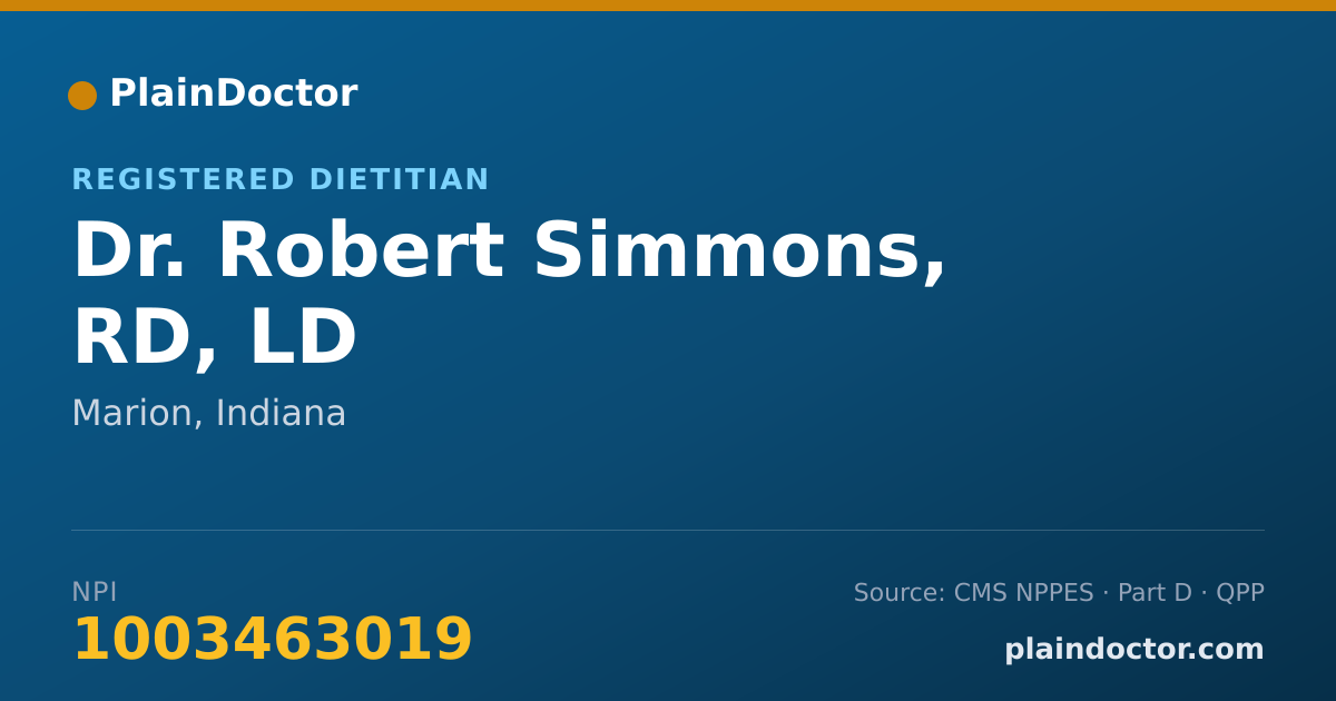 Shareable card for Robert Simmons, RD, LD - Registered Dietitian, Marion, IN