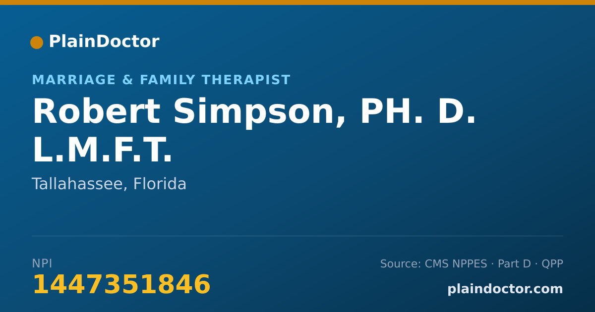 Shareable card for Robert Simpson, PH. D. L.M.F.T. - Marriage & Family Therapist, Tallahassee, FL