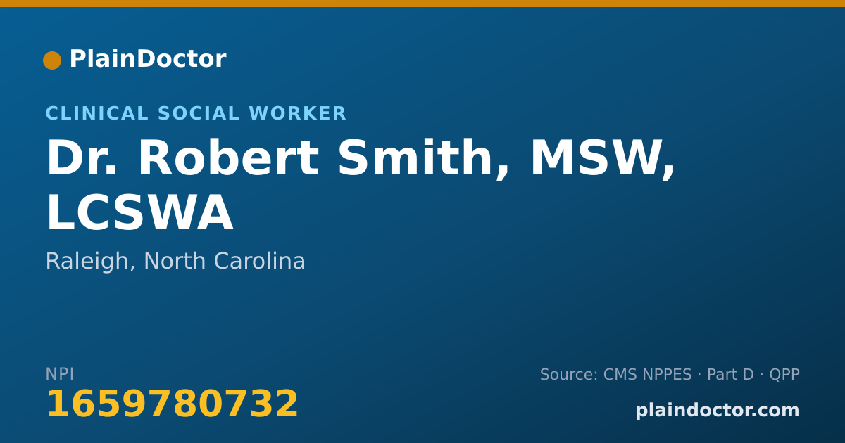 Shareable card for Robert Smith, MSW, LCSWA - Clinical Social Worker, Raleigh, NC