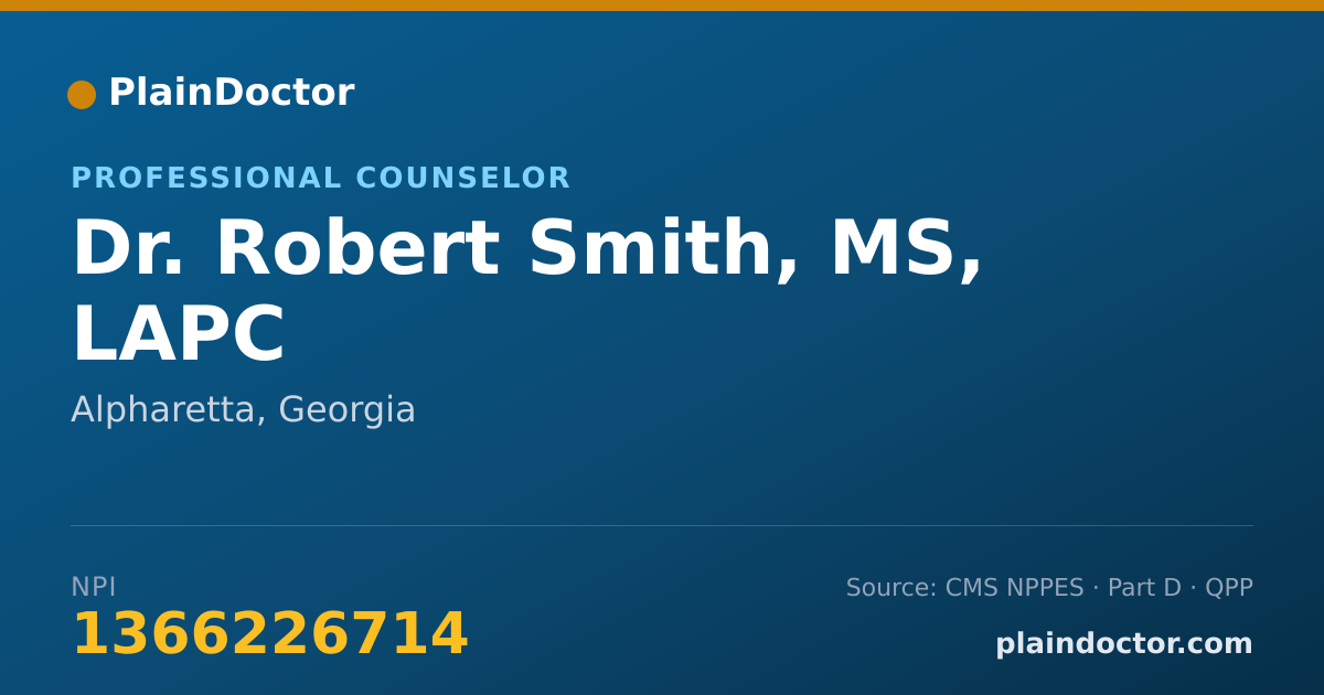 Shareable card for Robert Smith, MS, LAPC - Professional Counselor, Alpharetta, GA