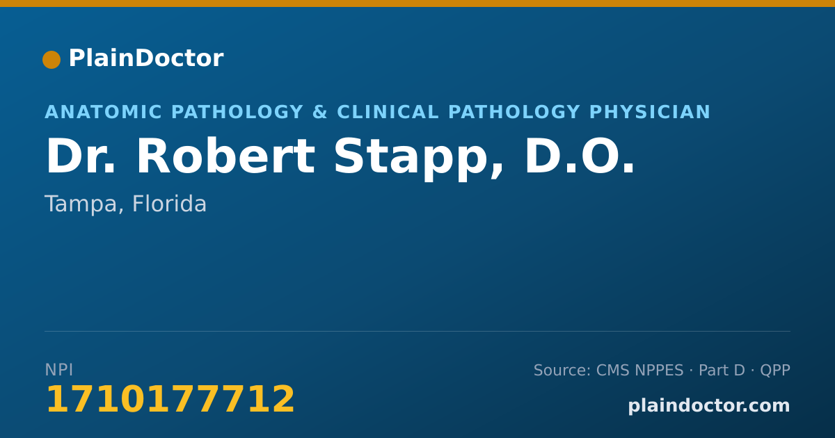 Shareable card for Robert Stapp, D.O. - Anatomic Pathology & Clinical Pathology Physician, Tampa, FL