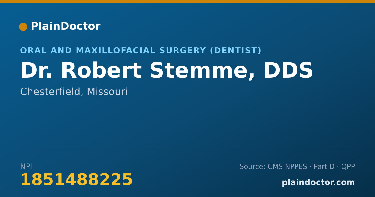 Shareable card for Robert Stemme, DDS - Oral and Maxillofacial Surgery (Dentist), Chesterfield, MO