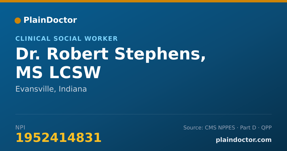Shareable card for Robert Stephens, MS LCSW - Clinical Social Worker, Evansville, IN