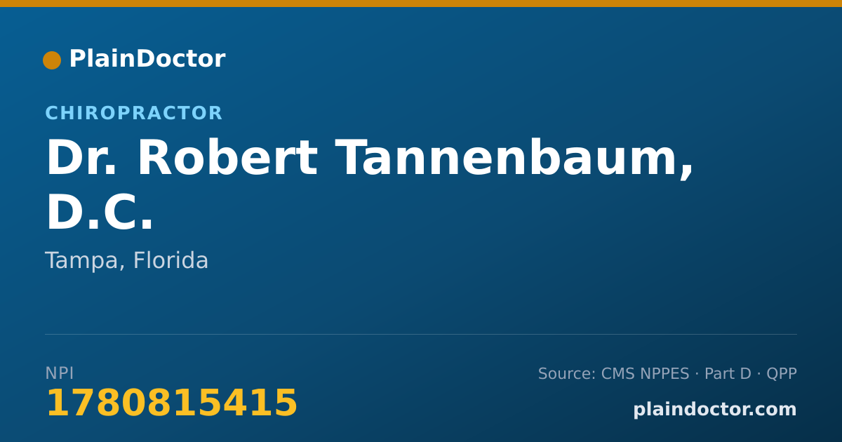 Shareable card for Robert Tannenbaum, D.C. - Chiropractor, Tampa, FL