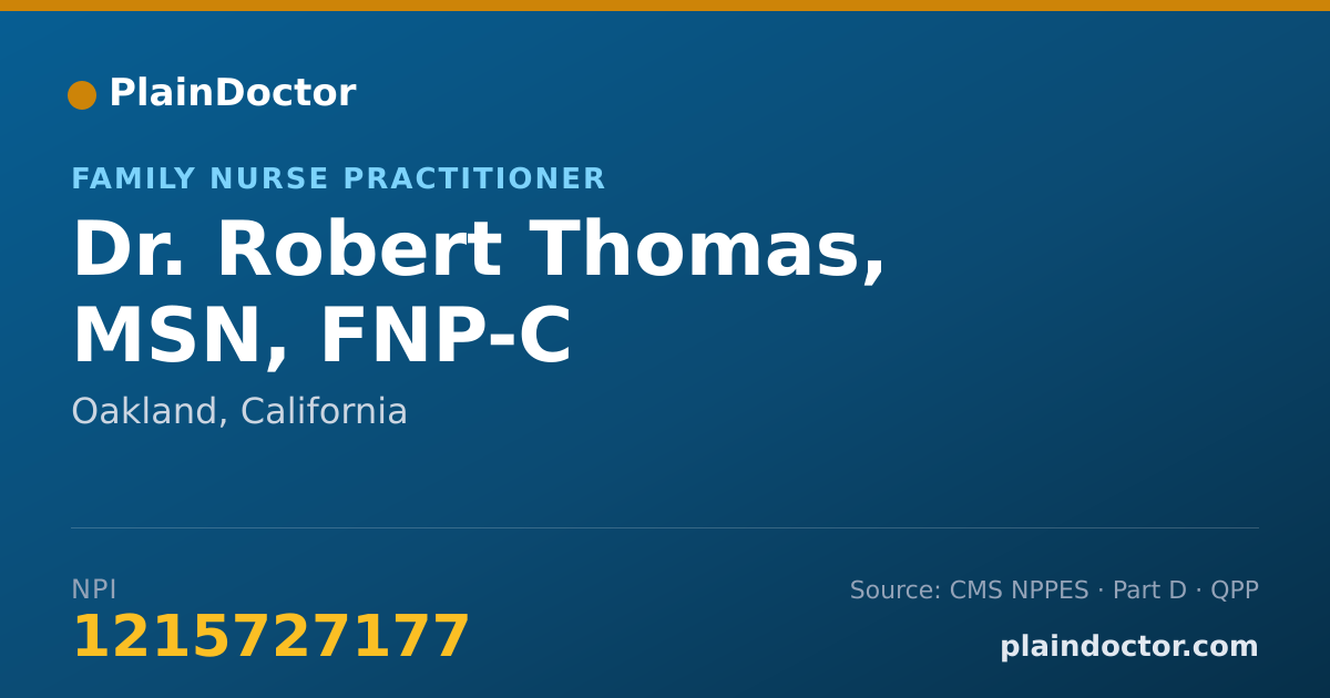 Shareable card for Robert Thomas, MSN, FNP-C - Family Nurse Practitioner, Oakland, CA