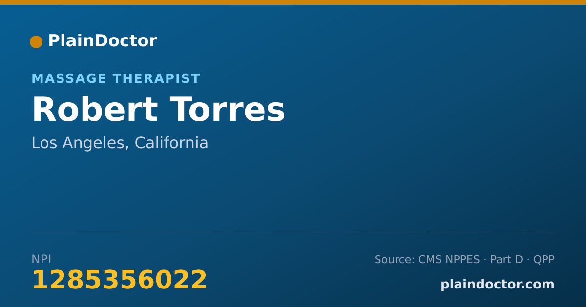 Shareable card for Robert Torres - Massage Therapist, Los Angeles, CA