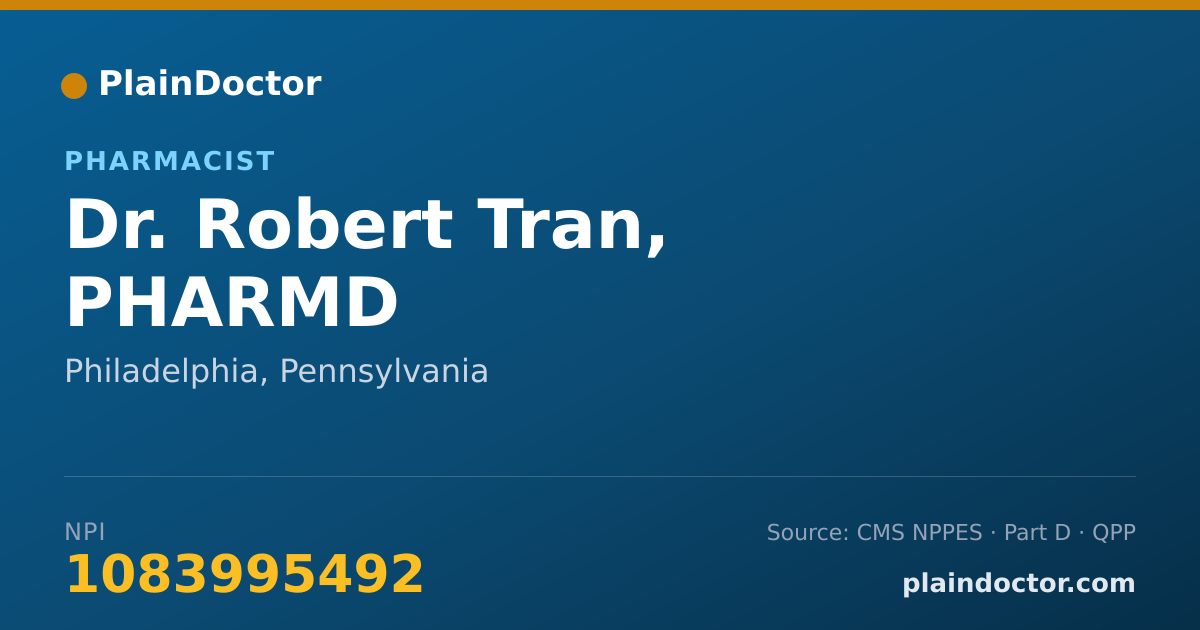 Shareable card for Robert Tran, PHARMD - Pharmacist, Philadelphia, PA
