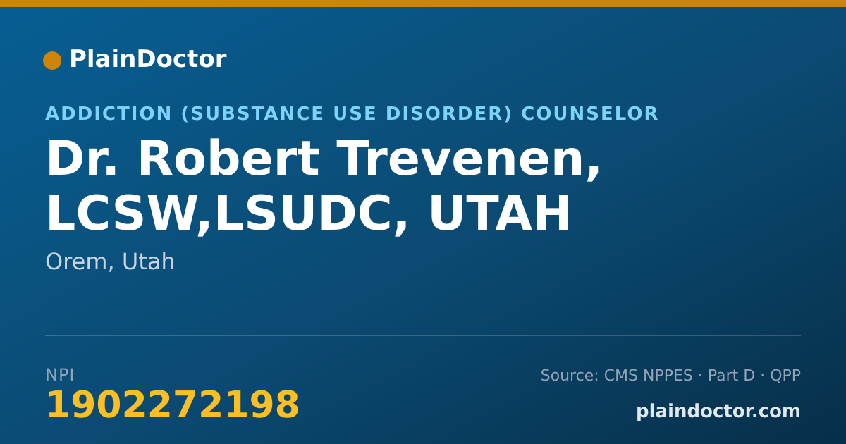 Shareable card for Robert Trevenen, LCSW,LSUDC, UTAH - Addiction (Substance Use Disorder) Counselor, Orem, UT