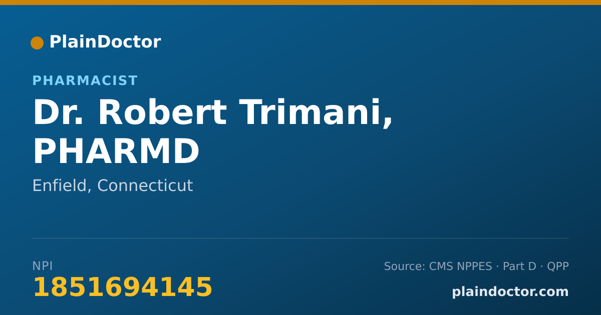 Shareable card for Robert Trimani, PHARMD - Pharmacist, Enfield, CT