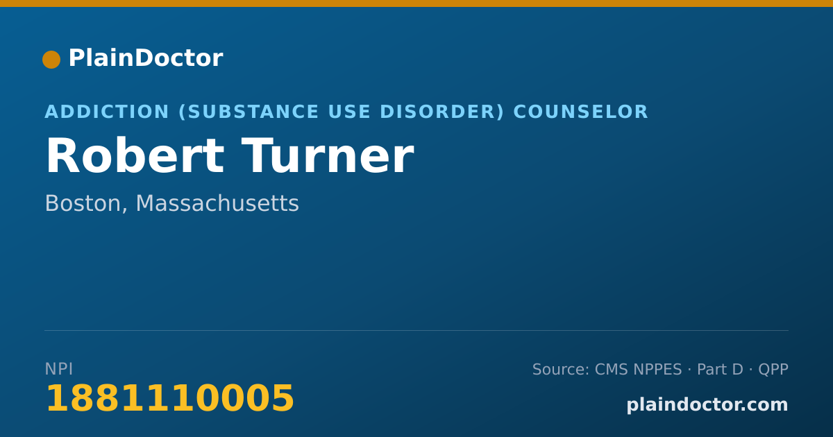 Shareable card for Robert Turner - Addiction (Substance Use Disorder) Counselor, Boston, MA