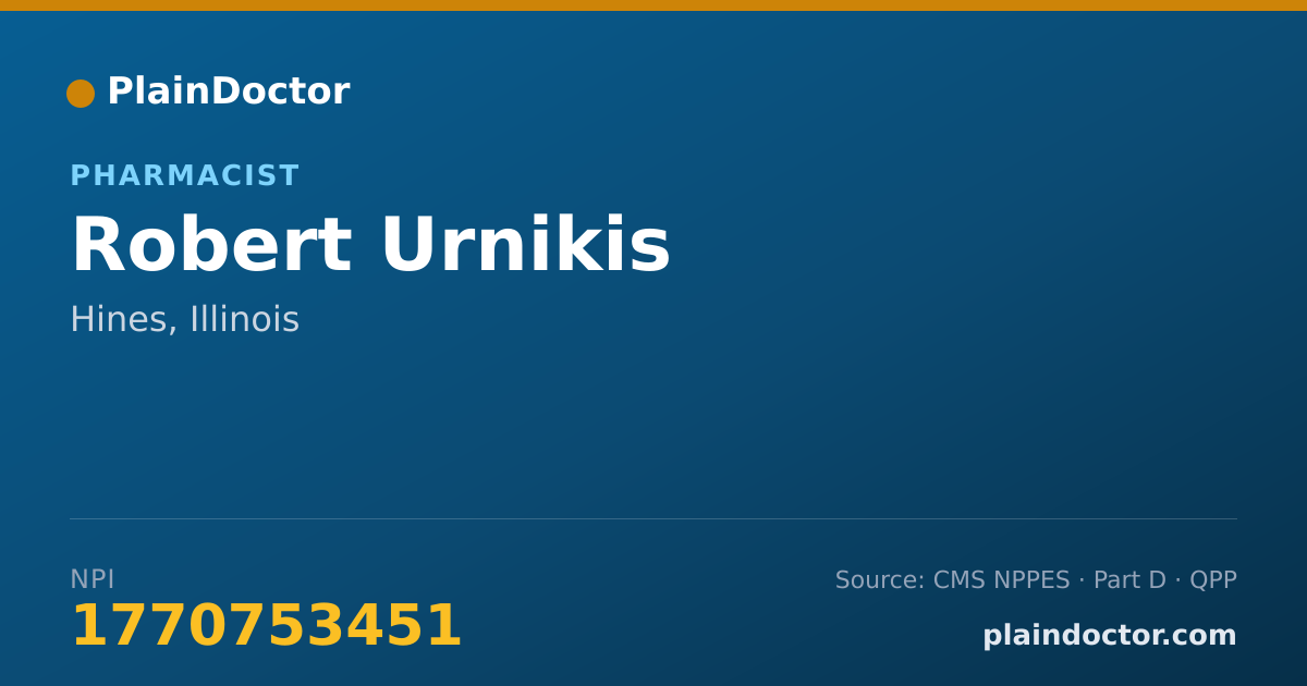 Shareable card for Robert Urnikis - Pharmacist, Hines, IL