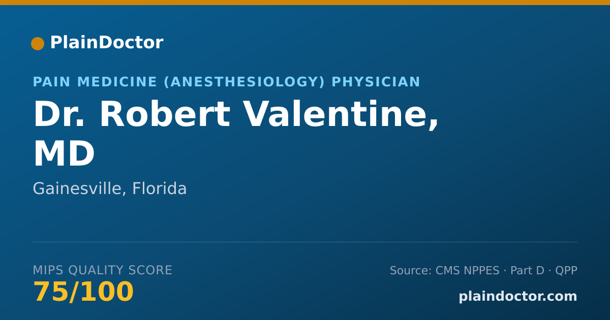Shareable card for Robert Valentine, MD - Pain Medicine (Anesthesiology) Physician, Gainesville, FL