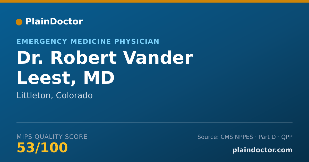 Shareable card for Robert Vander Leest, MD - Emergency Medicine Physician, Littleton, CO