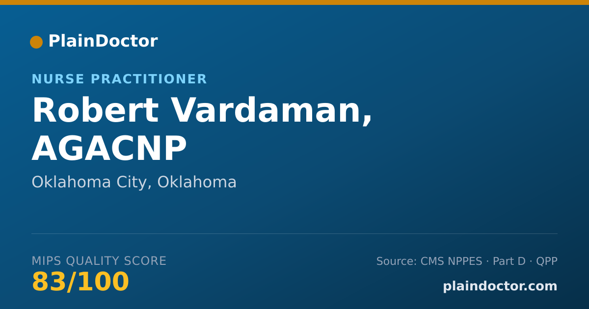 Shareable card for Robert Vardaman, AGACNP - Acute Care Nurse Practitioner, Oklahoma City, OK