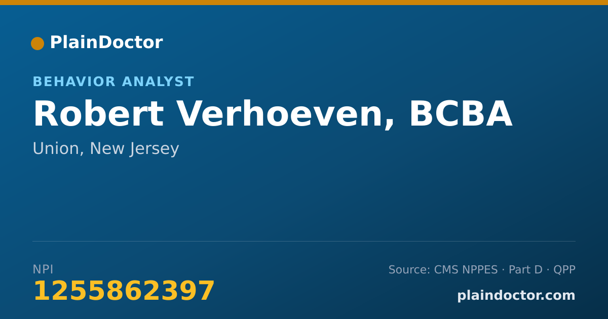 Shareable card for Robert Verhoeven, BCBA - Behavior Analyst, Union, NJ