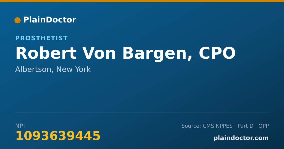 Shareable card for Robert Von Bargen, CPO - Orthotist, Albertson, NY