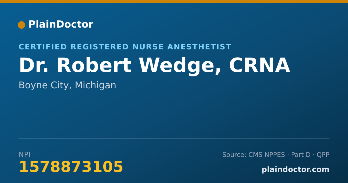 Shareable card for Robert Wedge, CRNA - Certified Registered Nurse Anesthetist, Boyne City, MI