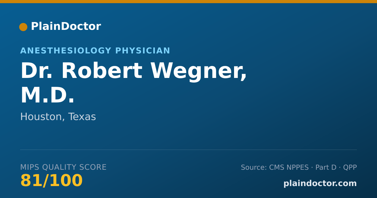 Shareable card for Robert Wegner, M.D. - Anesthesiology Physician, Houston, TX