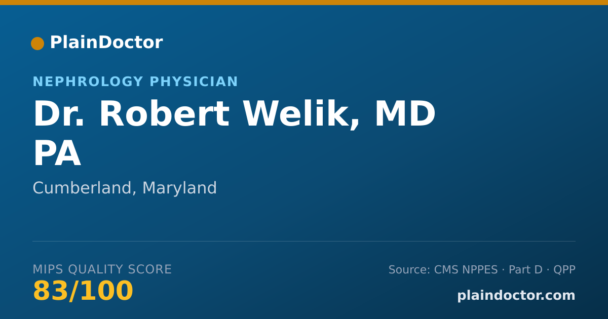 Shareable card for Robert Welik, MD PA - Nephrology Physician, Cumberland, MD