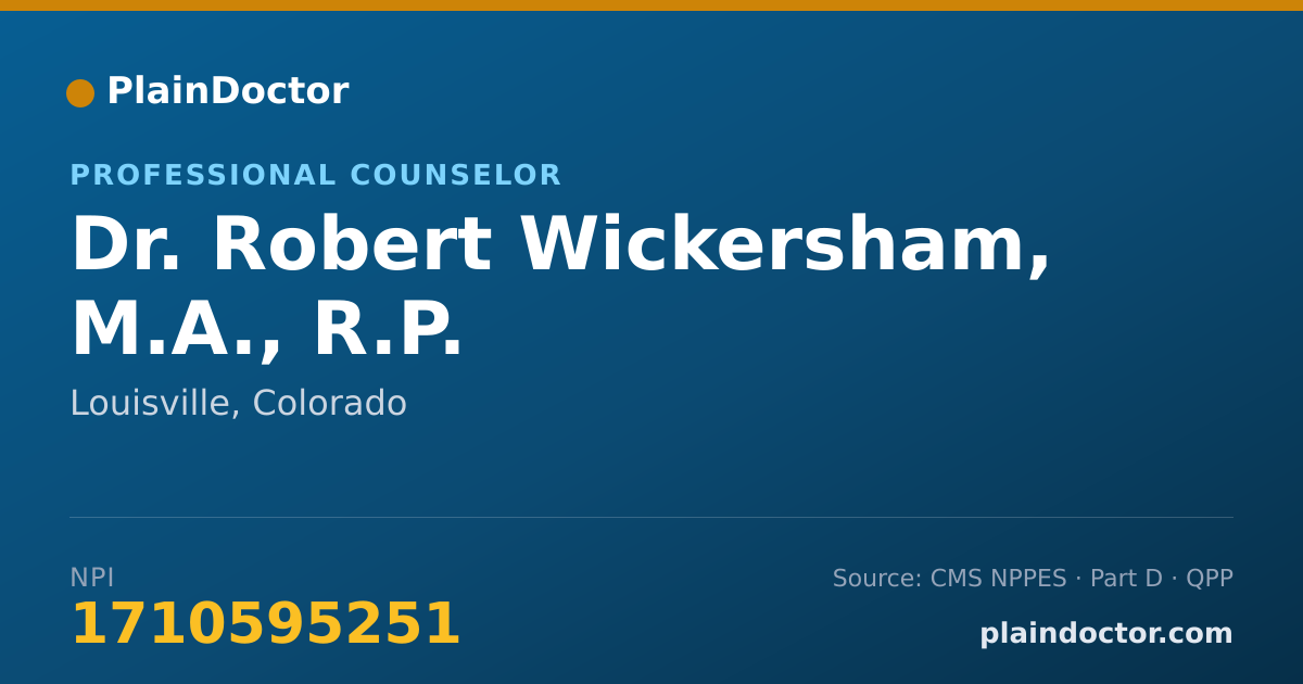 Shareable card for Robert Wickersham, M.A., R.P. - Professional Counselor, Louisville, CO