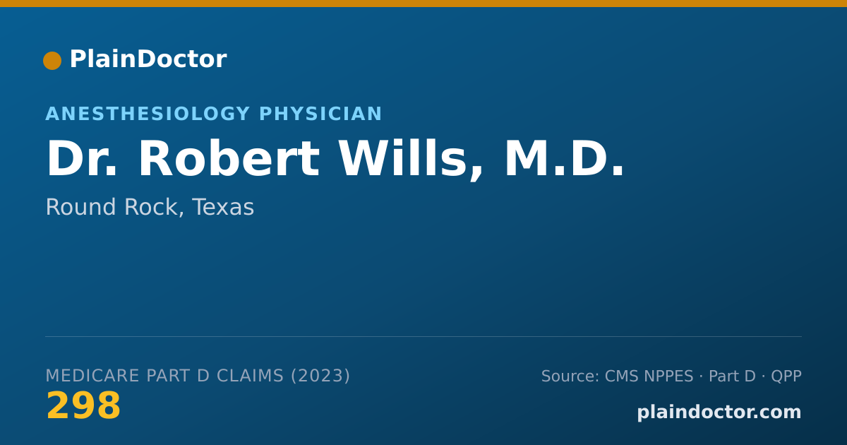 Shareable card for Robert Wills, M.D. - Anesthesiology Physician, Round Rock, TX