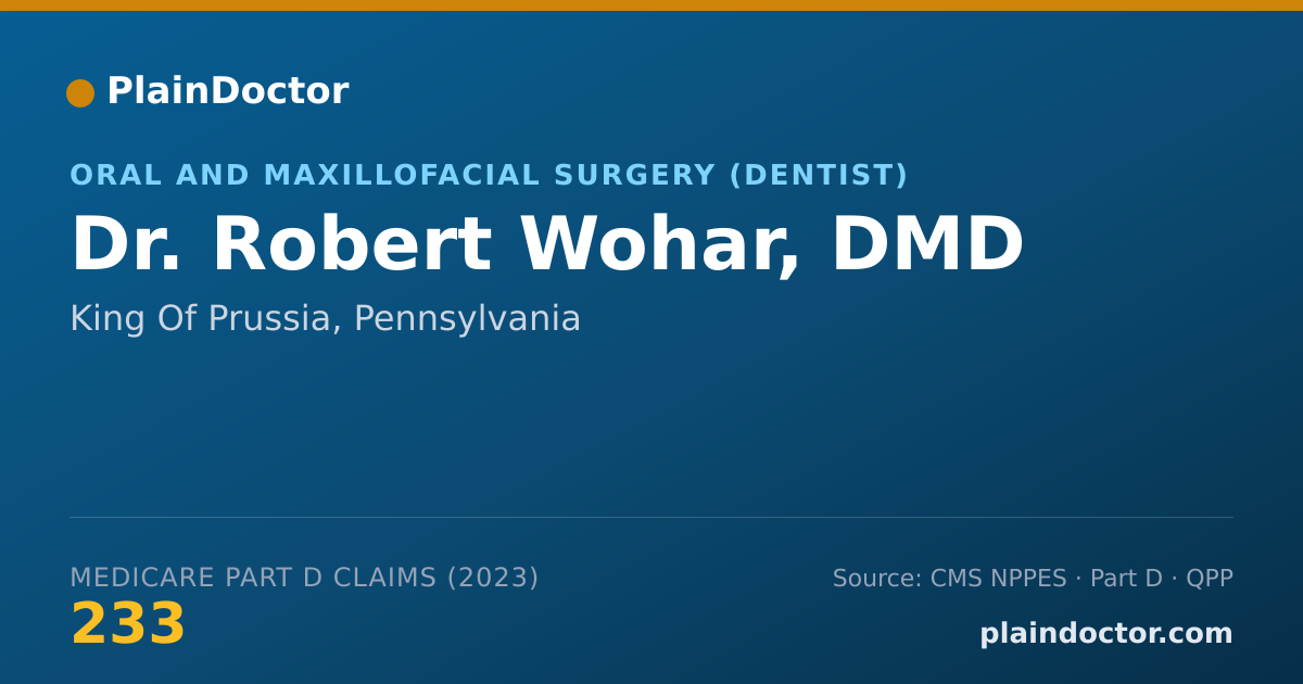 Shareable card for Robert Wohar, DMD - Oral and Maxillofacial Surgery (Dentist), King Of Prussia, PA