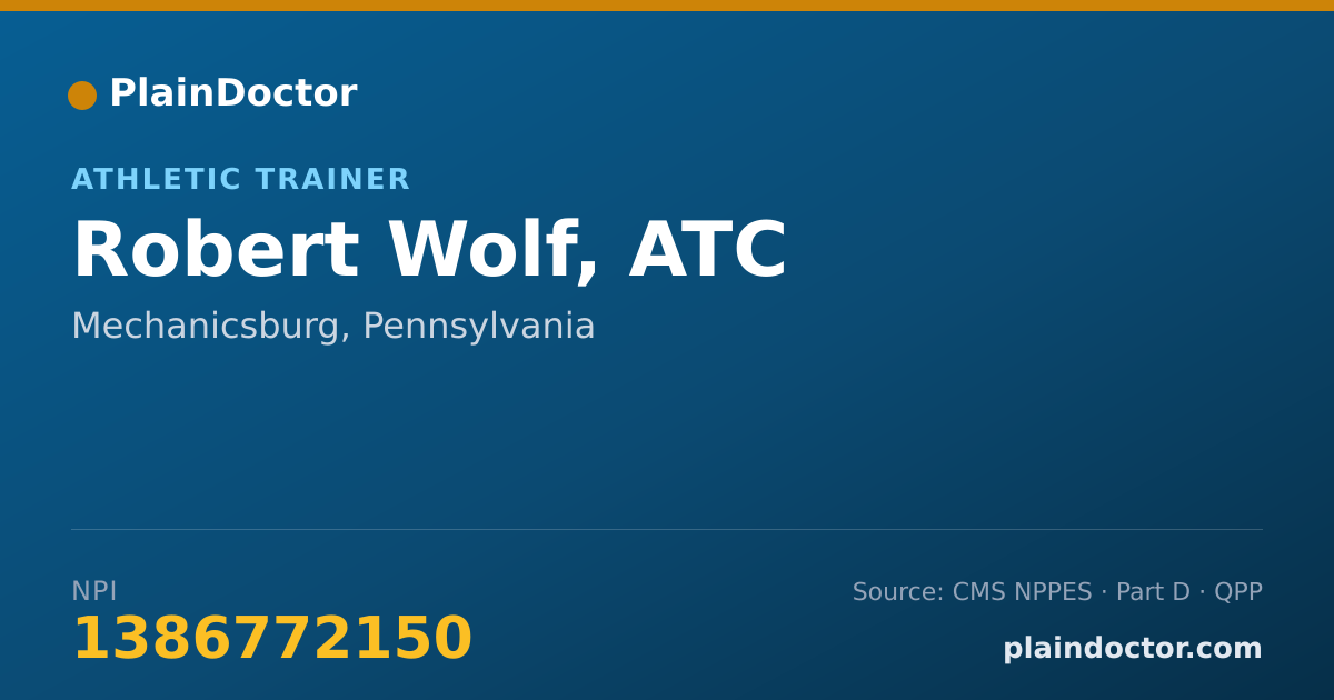Shareable card for Robert Wolf, ATC - Athletic Trainer, Mechanicsburg, PA