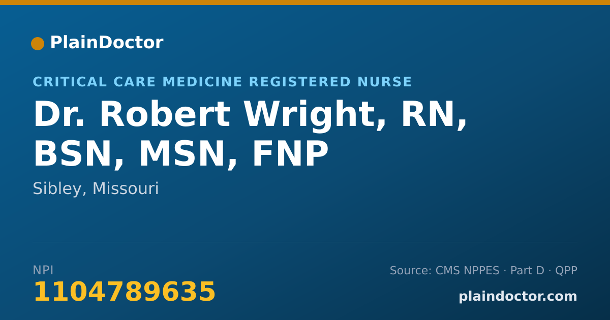 Shareable card for Robert Wright, RN, BSN, MSN, FNP - Critical Care Medicine Registered Nurse, Sibley, MO