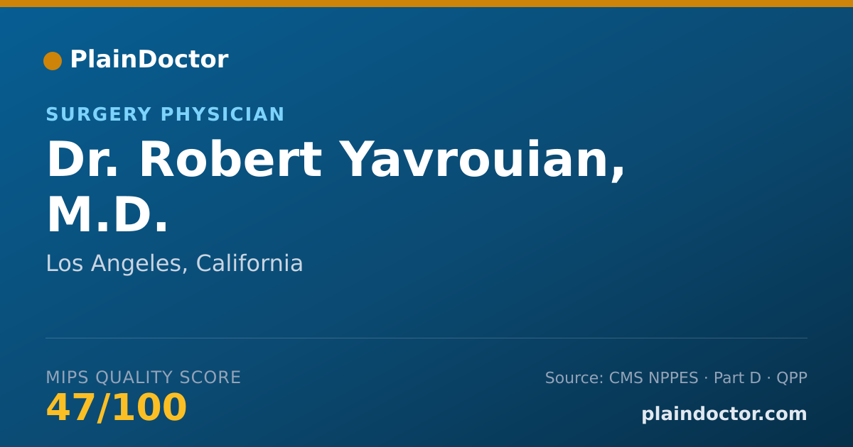 Shareable card for Robert Yavrouian, M.D. - Surgery Physician, Los Angeles, CA
