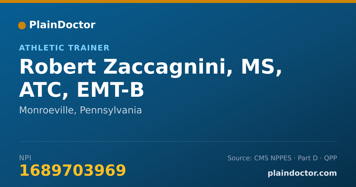 Shareable card for Robert Zaccagnini, MS, ATC, EMT-B - Athletic Trainer, Monroeville, PA