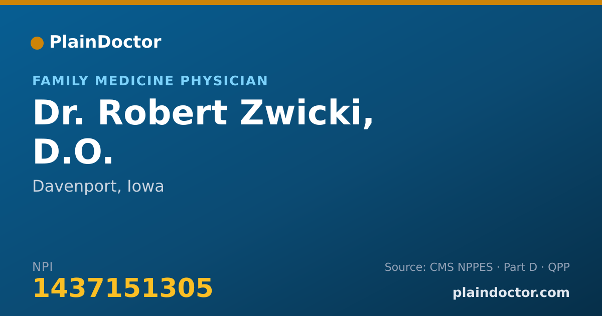 Shareable card for Robert Zwicki, D.O. - Family Medicine Physician, Davenport, IA