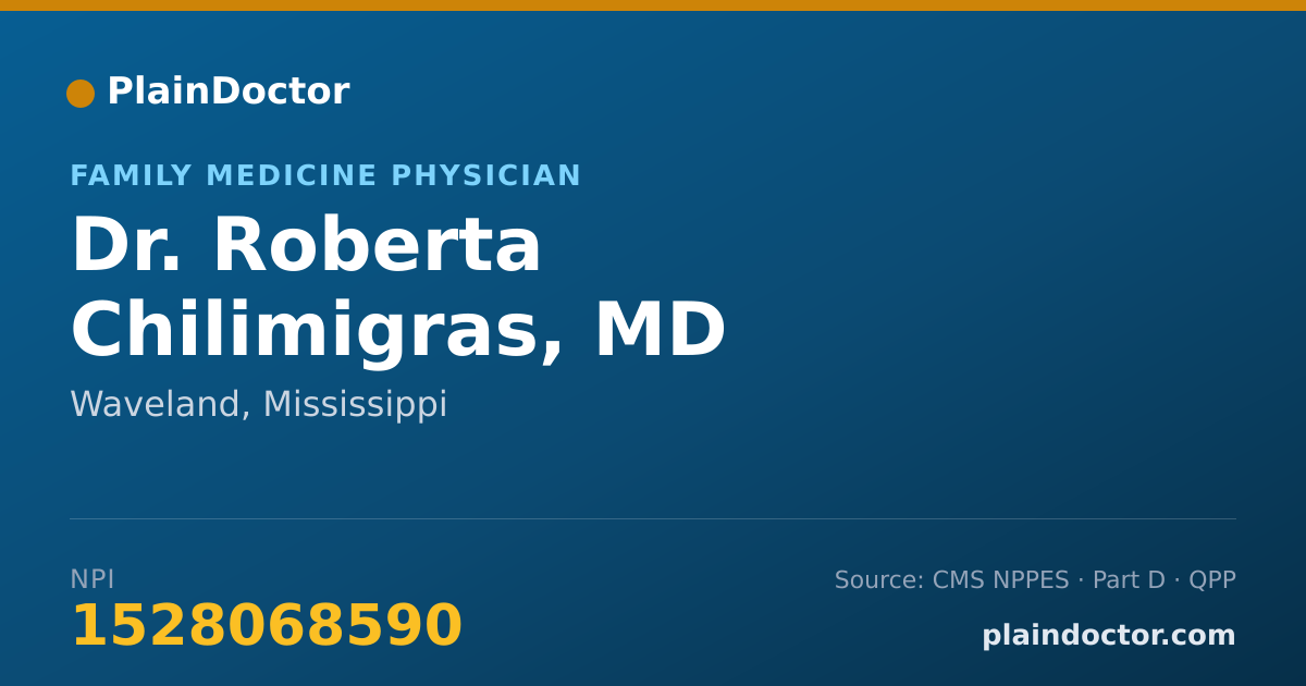 Shareable card for Roberta Chilimigras, MD - Family Medicine Physician, Waveland, MS