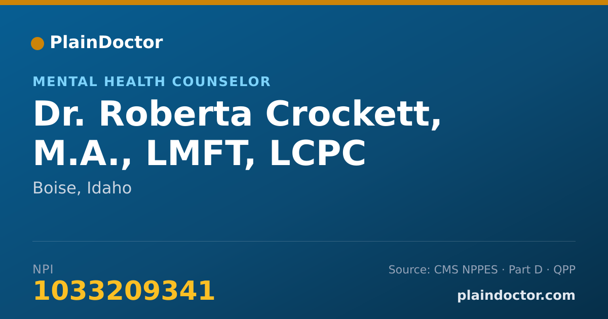 Shareable card for Roberta Crockett, M.A., LMFT, LCPC - Mental Health Counselor, Boise, ID