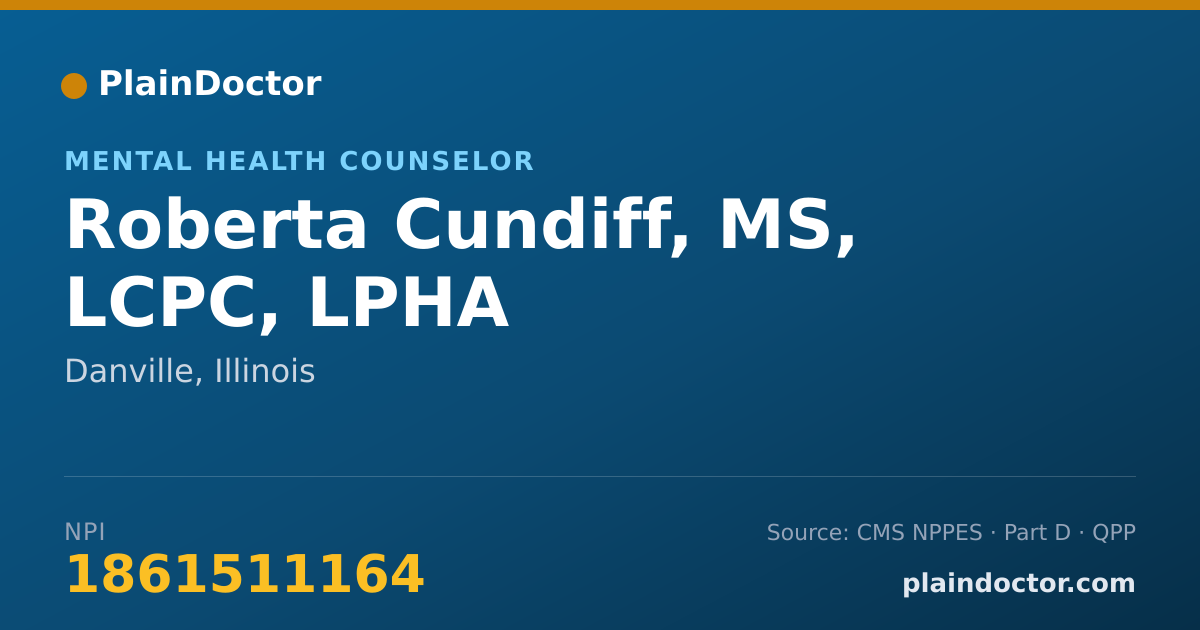 Shareable card for Roberta Cundiff, MS, LCPC, LPHA - Mental Health Counselor, Danville, IL