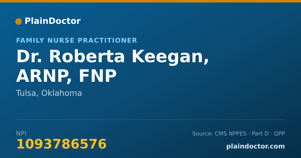 Shareable card for Roberta Keegan, ARNP, FNP - Family Nurse Practitioner, Tulsa, OK