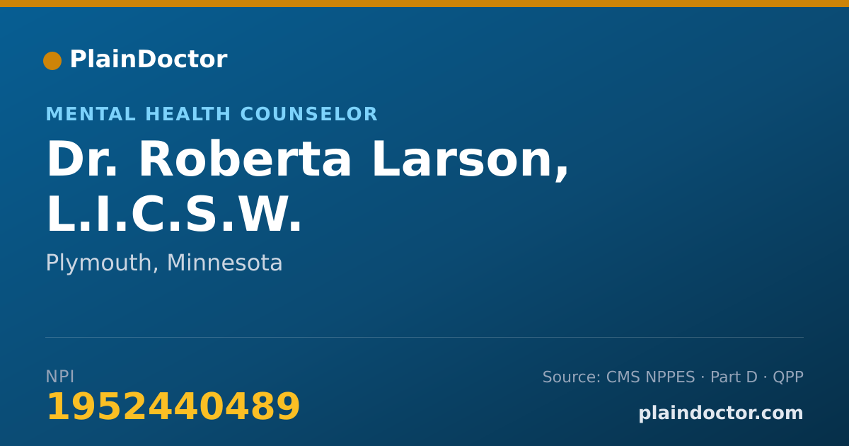 Shareable card for Roberta Larson, L.I.C.S.W. - Mental Health Counselor, Plymouth, MN