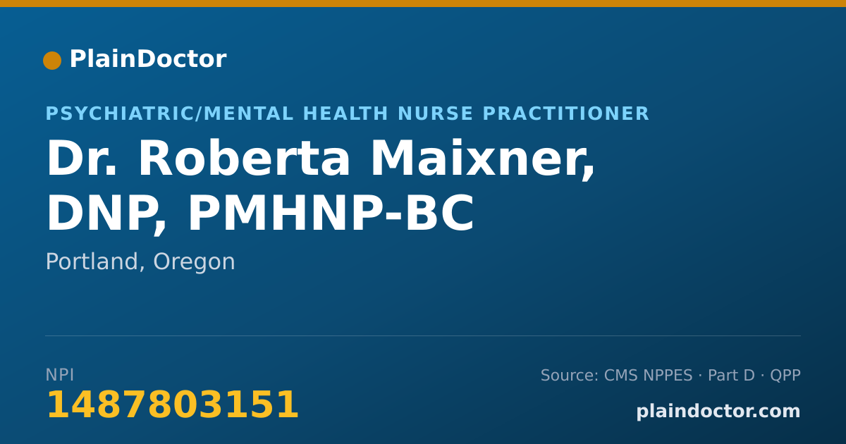 Shareable card for Roberta Maixner, DNP, PMHNP-BC - Psychiatric/Mental Health Registered Nurse, Portland, OR
