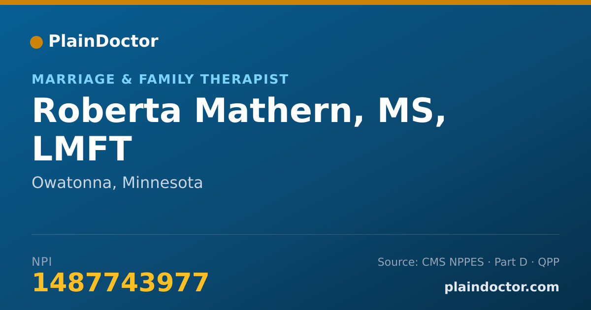 Shareable card for Roberta Mathern, MS, LMFT - Marriage & Family Therapist, Owatonna, MN